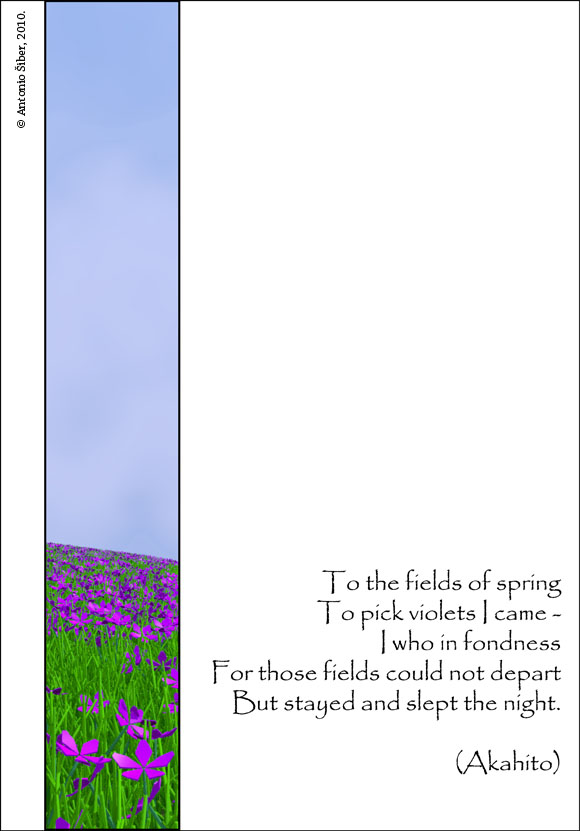 akahito waka meadow violets card