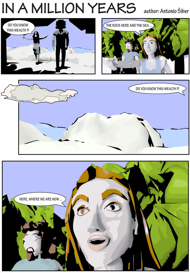 strip, comic, sea, people