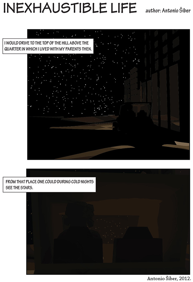 strip, comic, city, night, sky, noć, zvijezde