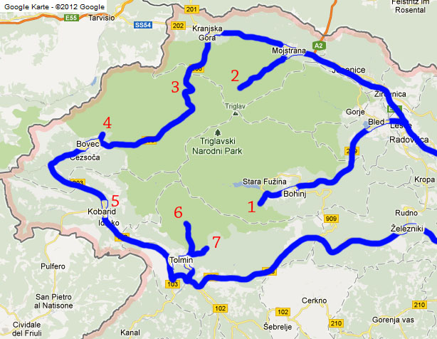 Zemljovid puta oko Triglava