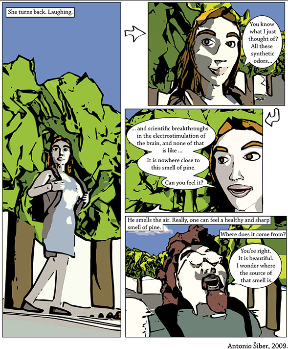 strip, comic, more, drveće