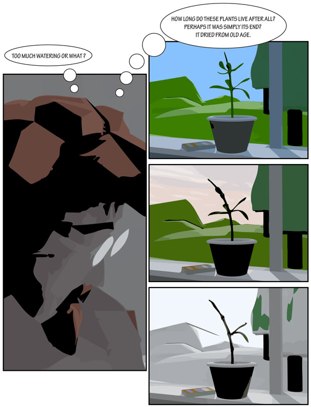 strip, comic, plant, snow