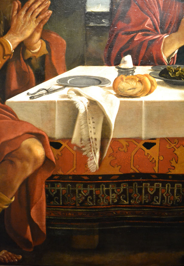 Večera u Emmausu, Guercino, detalj